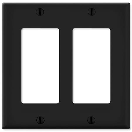 Ezgeneration LV80409x-LV80409E Decora Wallplate, 2 Gang, Black EZ1568173